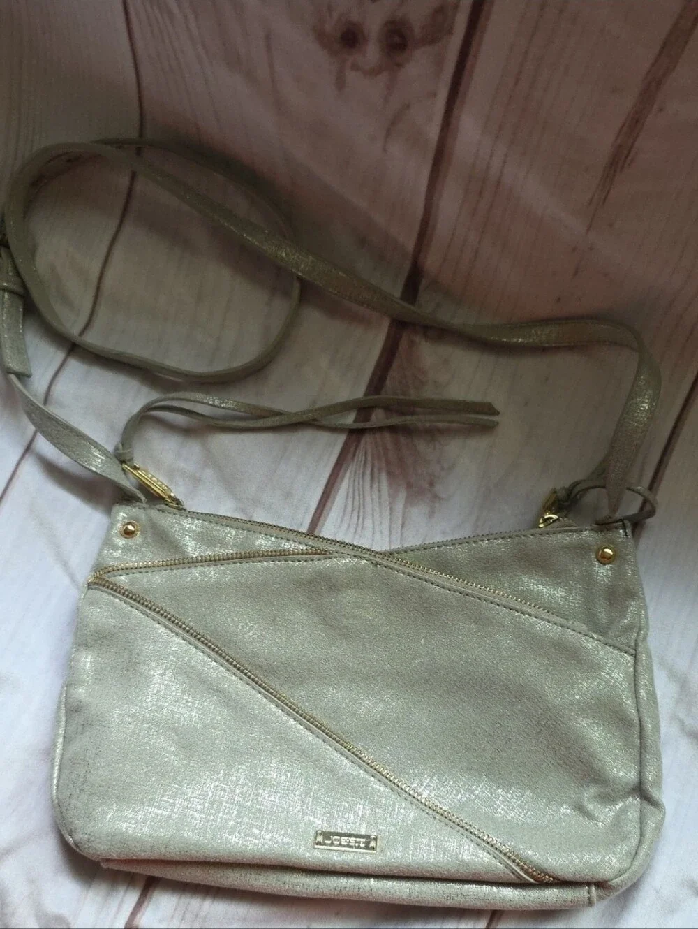 Joe's Jeans Gold Metallic Cream Crossbody with Gold Accents